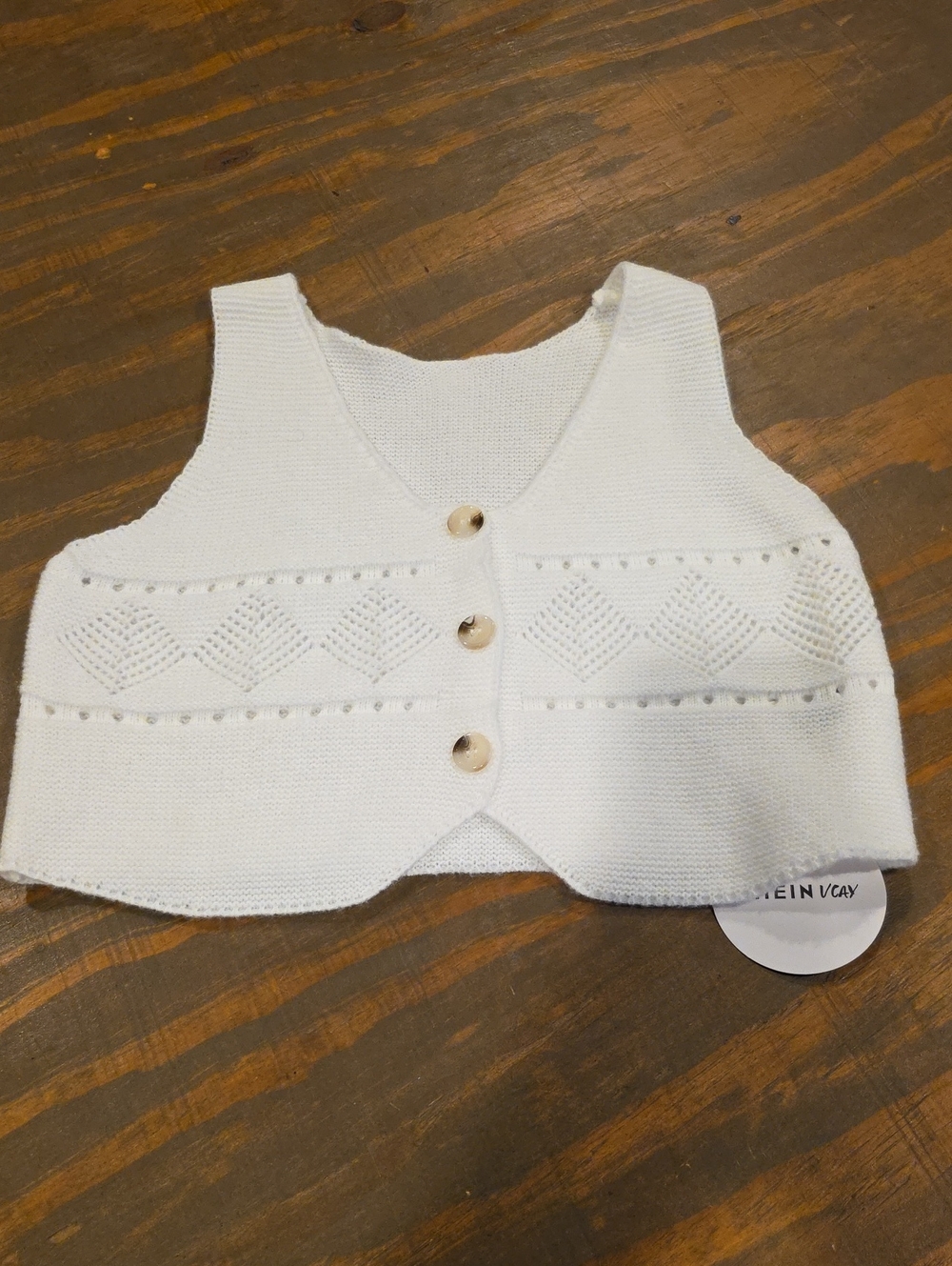 SHEIN White Knit Button-Front Suspender Vest